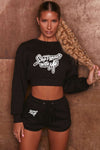 Female Long sleeve cropShort Set " Stop Playing with me "